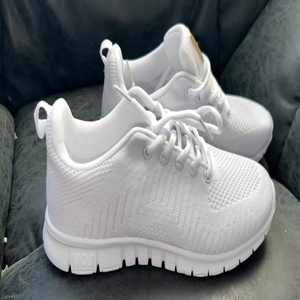 🆕Women White 3D Mesh Upper Comfortable Lightweight Breathable Walking Sneaker
